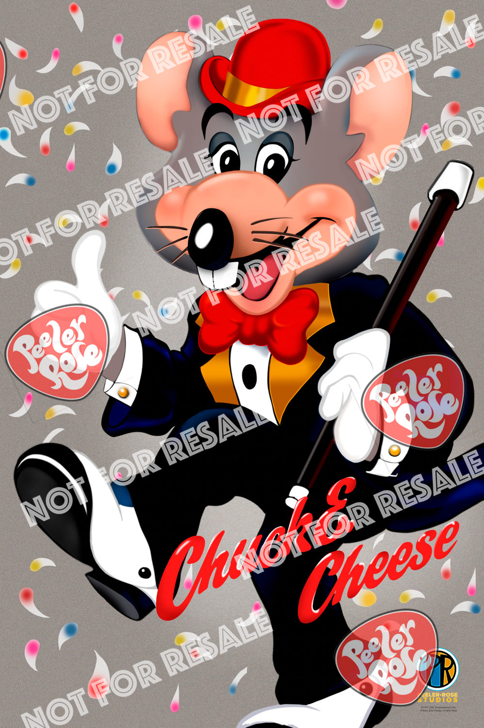 Peeler-Rose 1990s Confetti Chuck E Cheese Poster
