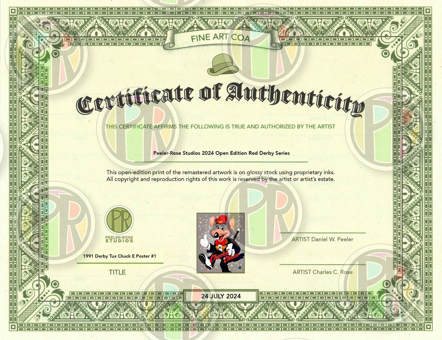Peeler-Rose 1990s Confetti Chuck E Cheese Poster