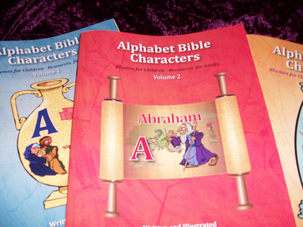 Alphabet Bible Character books- for Sunday School and Home School + Quiz & Color