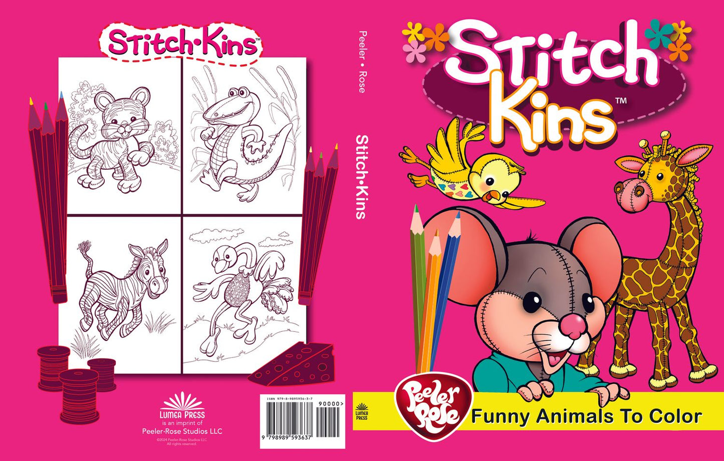 Peeler-Rose Stitch-Kins Cartoon Animals Coloring Book